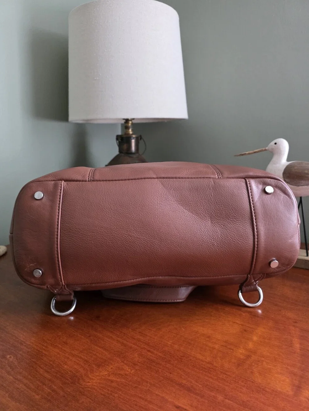 Lily Jade Madeline Leather Convertible Backpack Tote Brown Crossbody Diaper Bag